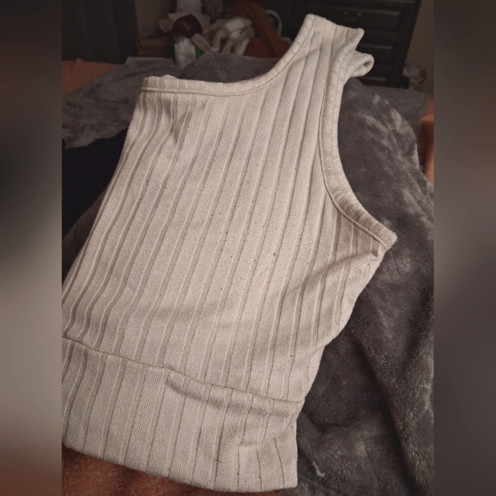 Ribbed Cream Tank Top